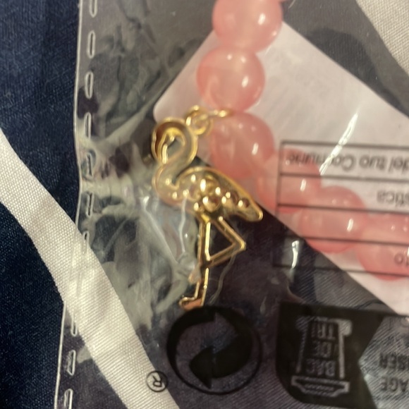 Pink Beaded Flamingo Bracelet - Picture 2 of 3